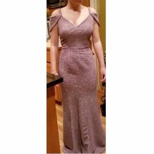 New Sparkling off the shoulder floor length gown